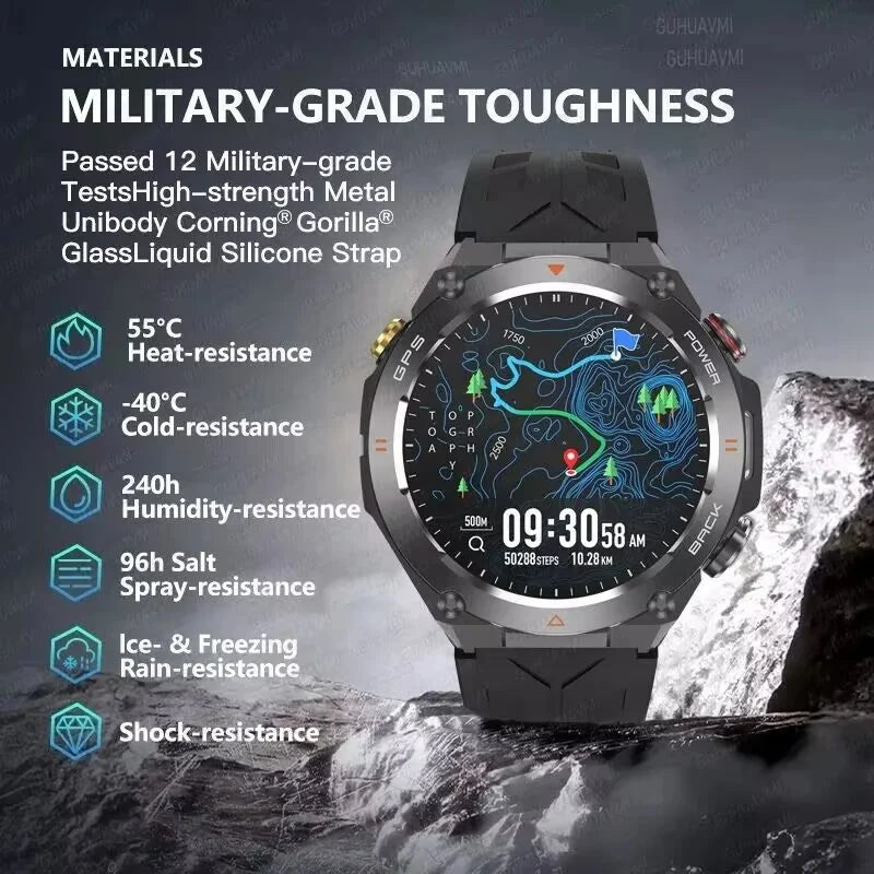 Waterproof GPS Fitness Smart Watch with Bluetooth Call and 650mAh Battery