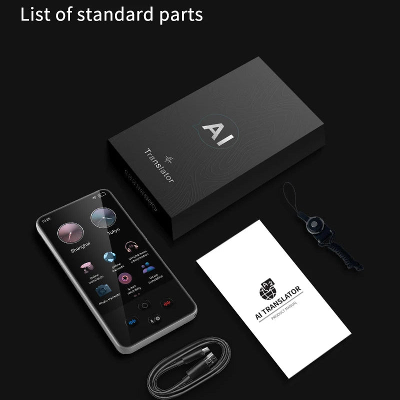 Smart Language Translator 4 Inch Touch Screen Voice Photo Offline Translation Device