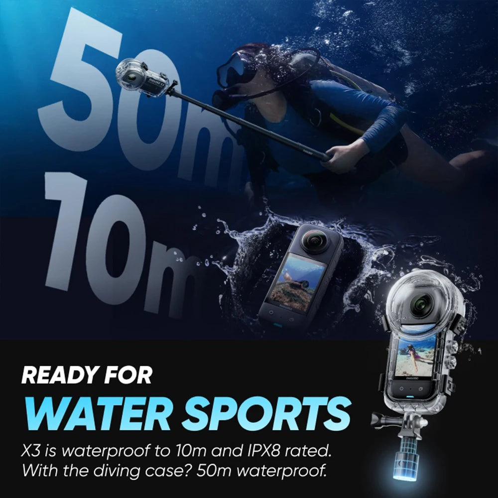 Waterproof Camera Dive Housing 50m Protective Case with Anti-Fog Pads and Mount Screw