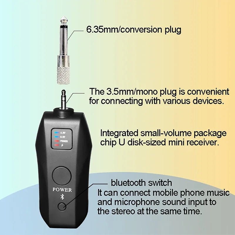 UHF Wireless Karaoke Microphone with Receiver Bluetooth Audio Mic with 3.5mm Adapter