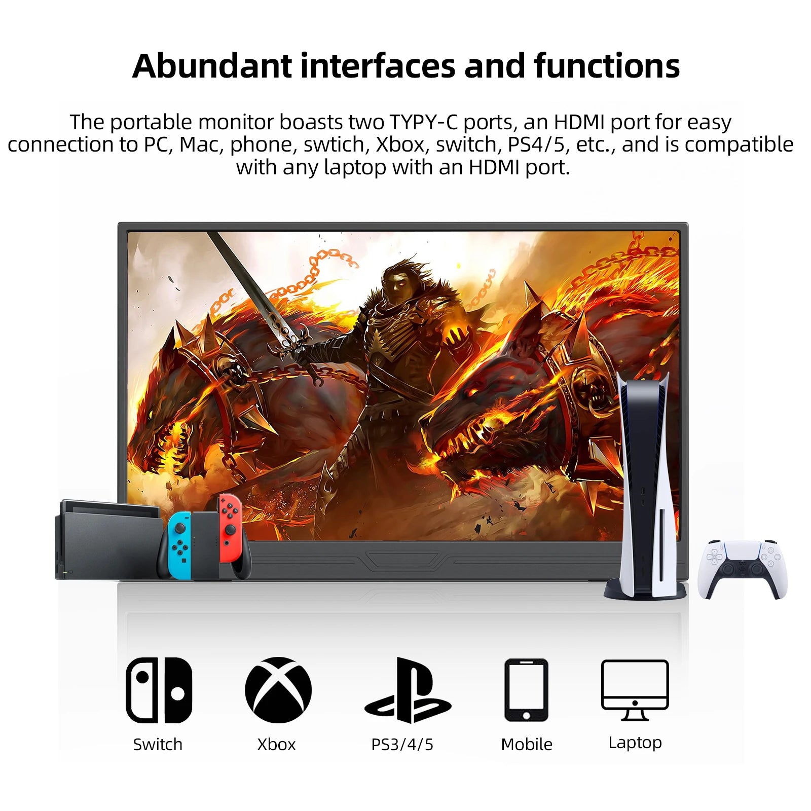 14 Inch Full HD Portable Monitor 1920x1080 IPS Screen 60Hz with Speakers and Case