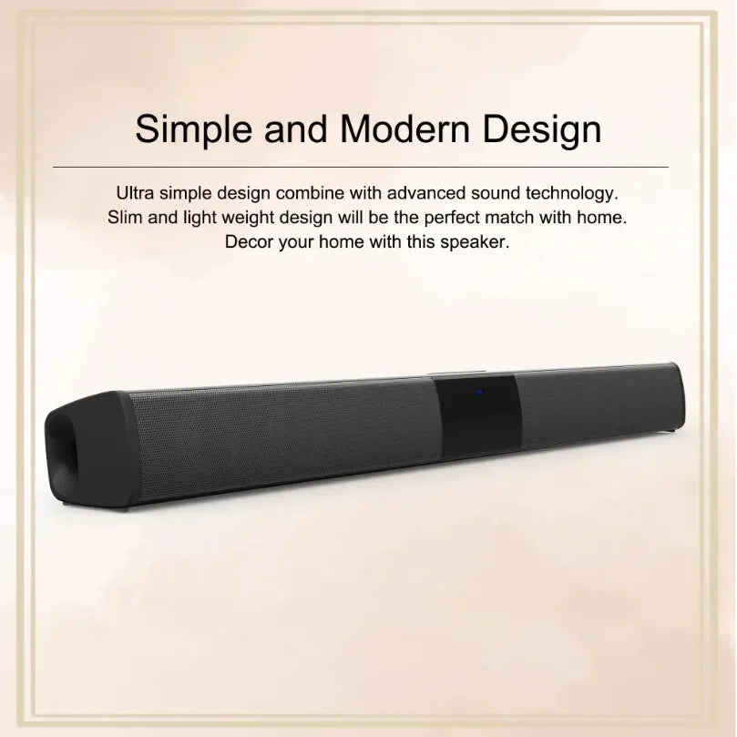 Portable Bluetooth 5.3 Soundbar Stereo Speaker with Remote Control and AUX TF Input