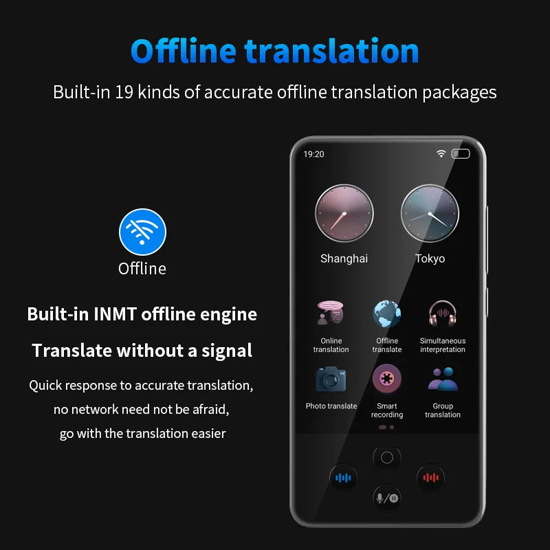 Smart Language Translator 4 Inch Touch Screen Voice Photo Offline Translation Device