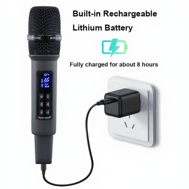 UHF Wireless Karaoke Microphone with Receiver Bluetooth Audio Mic with 3.5mm Adapter