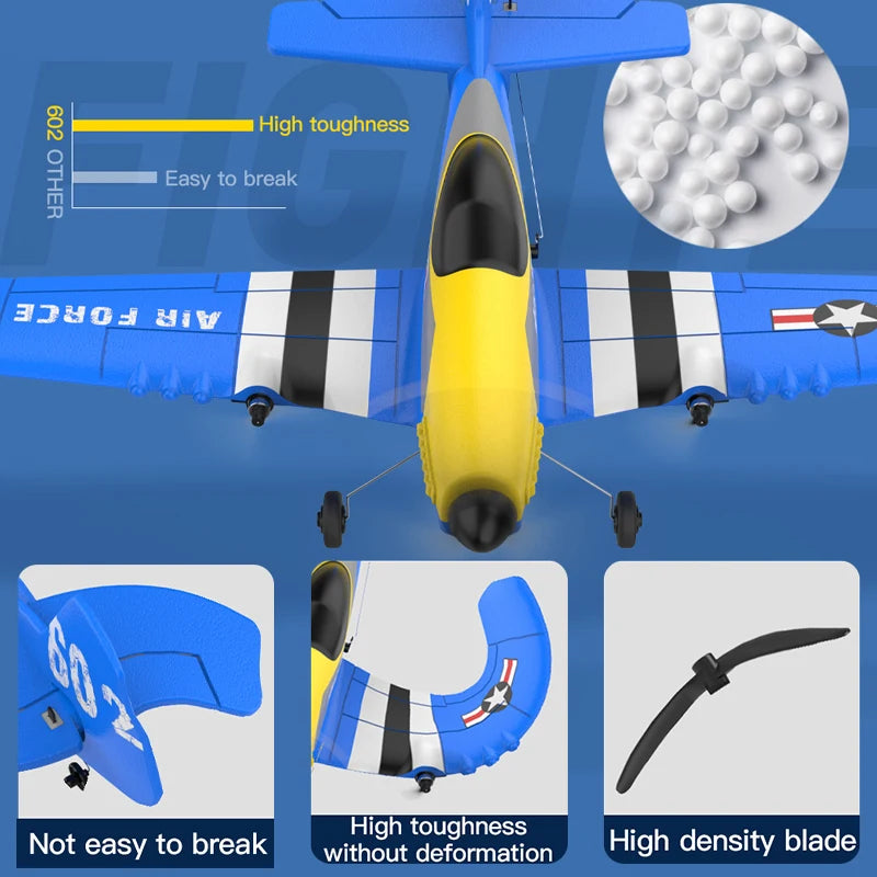 2.4GHz RC Foam Airplane with Gyroscope Stabilization, Dual Motor and Rechargeable Battery