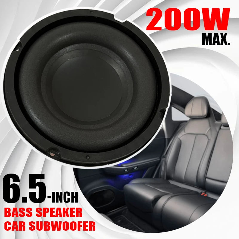 Universal 6.5 Inch Car Subwoofer 200W 4 Ohm Audio Bass Speaker for Vehicle Sound System