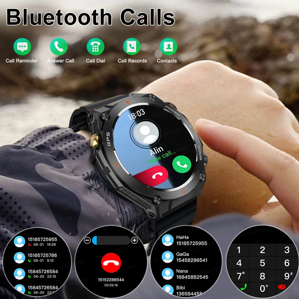 Waterproof GPS Fitness Smart Watch with Bluetooth Call and 650mAh Battery