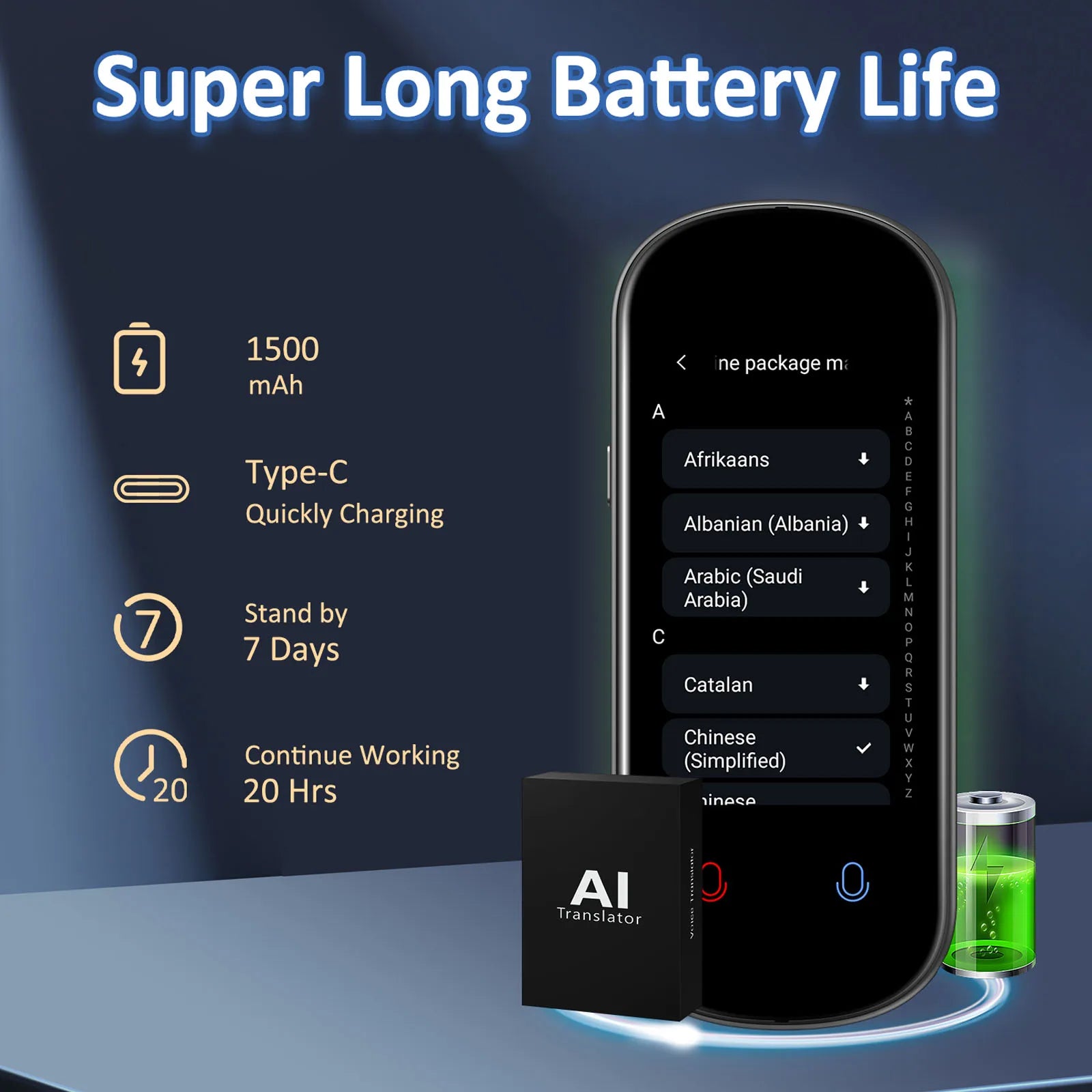 Portable Voice Translator Device 3.1 Inch Touch Screen Real Time Language Translator with Camera