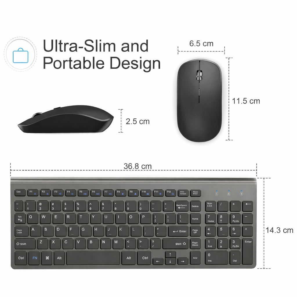 Wireless Keyboard Mouse Combo Bluetooth 5.0 2.4G Rechargeable Full Size Keyboard with Mouse