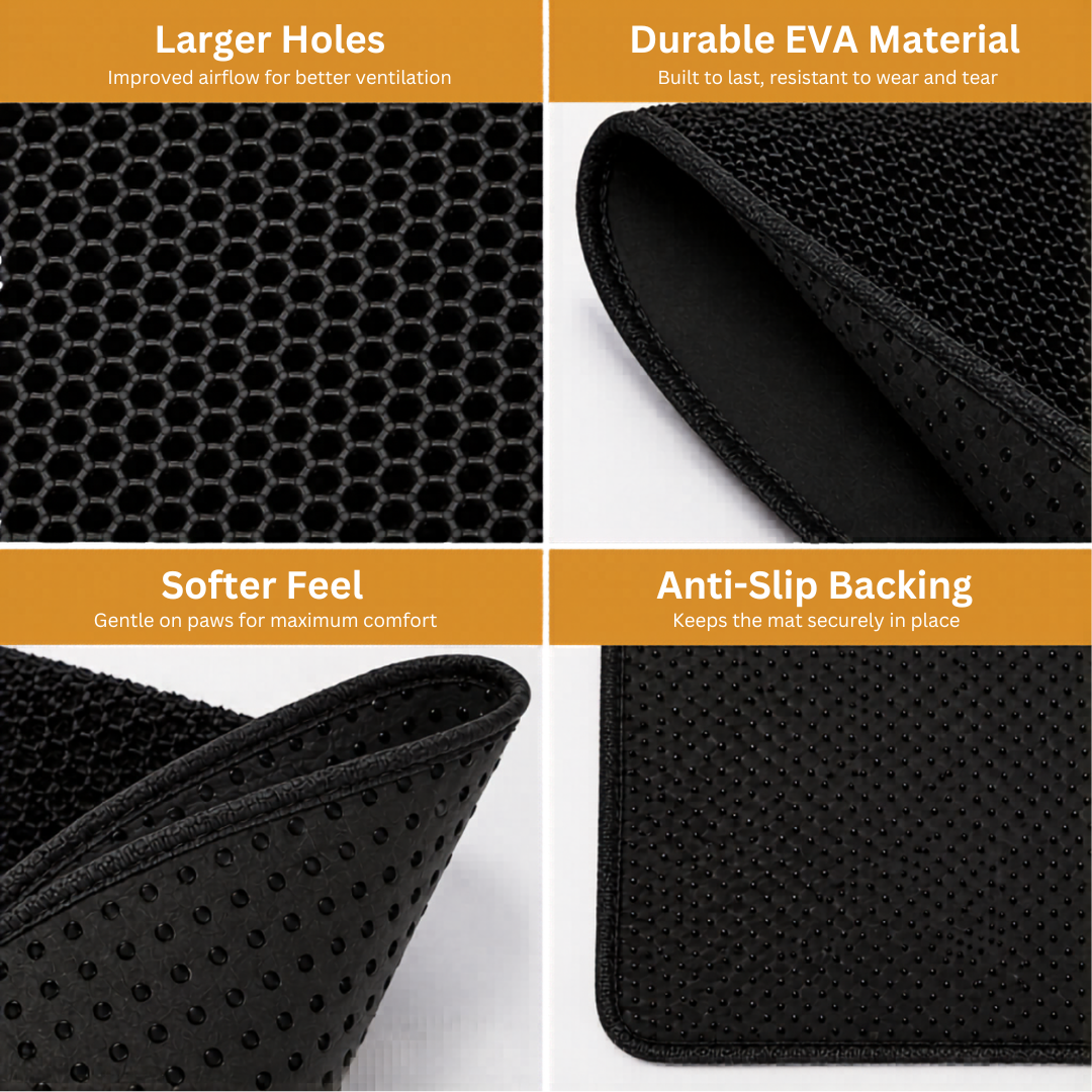 Black Double Layer Cat Litter Pad Waterproof Non Slip Pet Mat Easy Clean