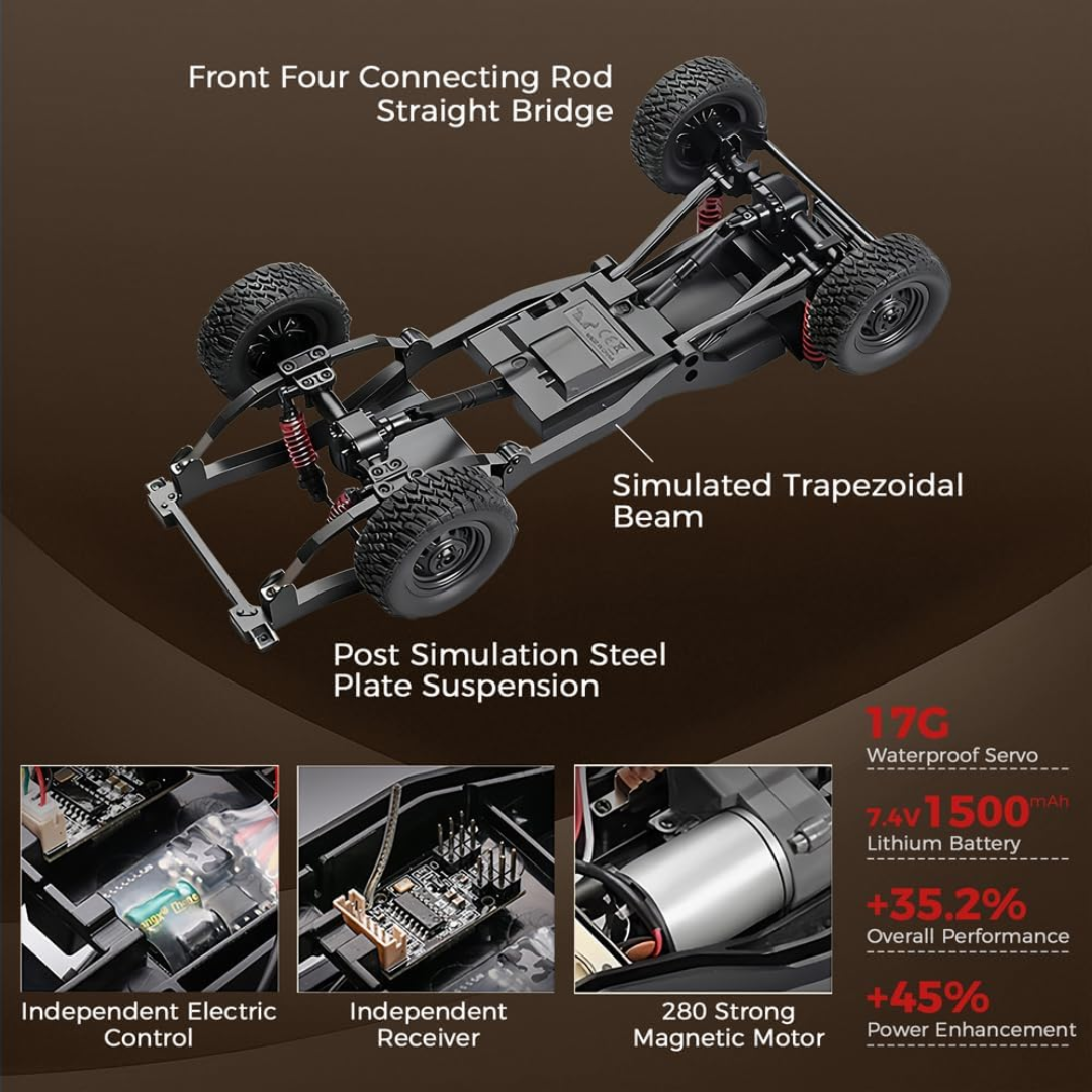 1/12 4WD RC Tow Truck with LED Lights and Functional Towing Hook