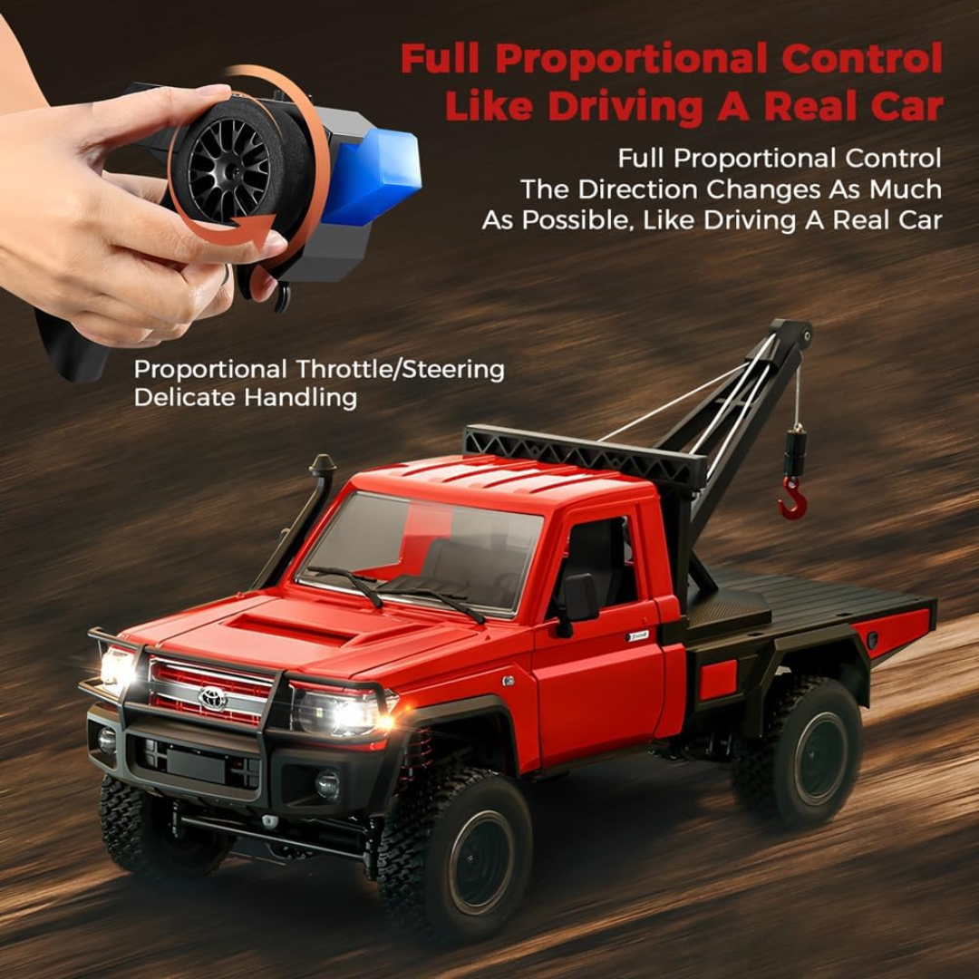 1/12 4WD RC Tow Truck with LED Lights and Functional Towing Hook