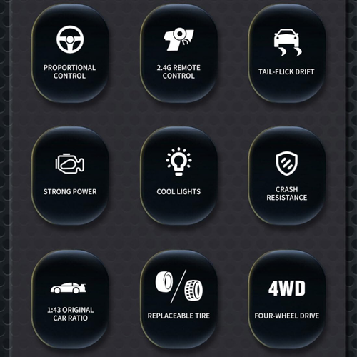 1/43 4WD RC Drift Car with Extra Tyres and Cones