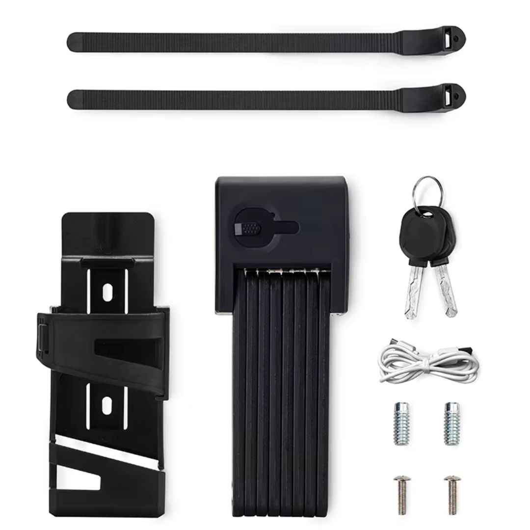 IP67 Waterproof Smart Folding Bike Lock with Fingerprint, Bluetooth & Key Unlock