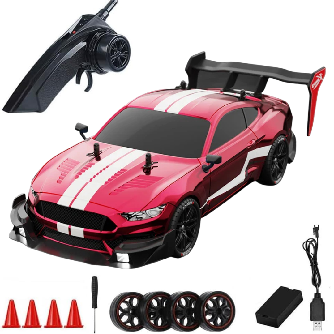 High Speed RC Drift Racing Car with 2.4GHz Remote Control, Spare Drift Tires and Rechargeable Battery