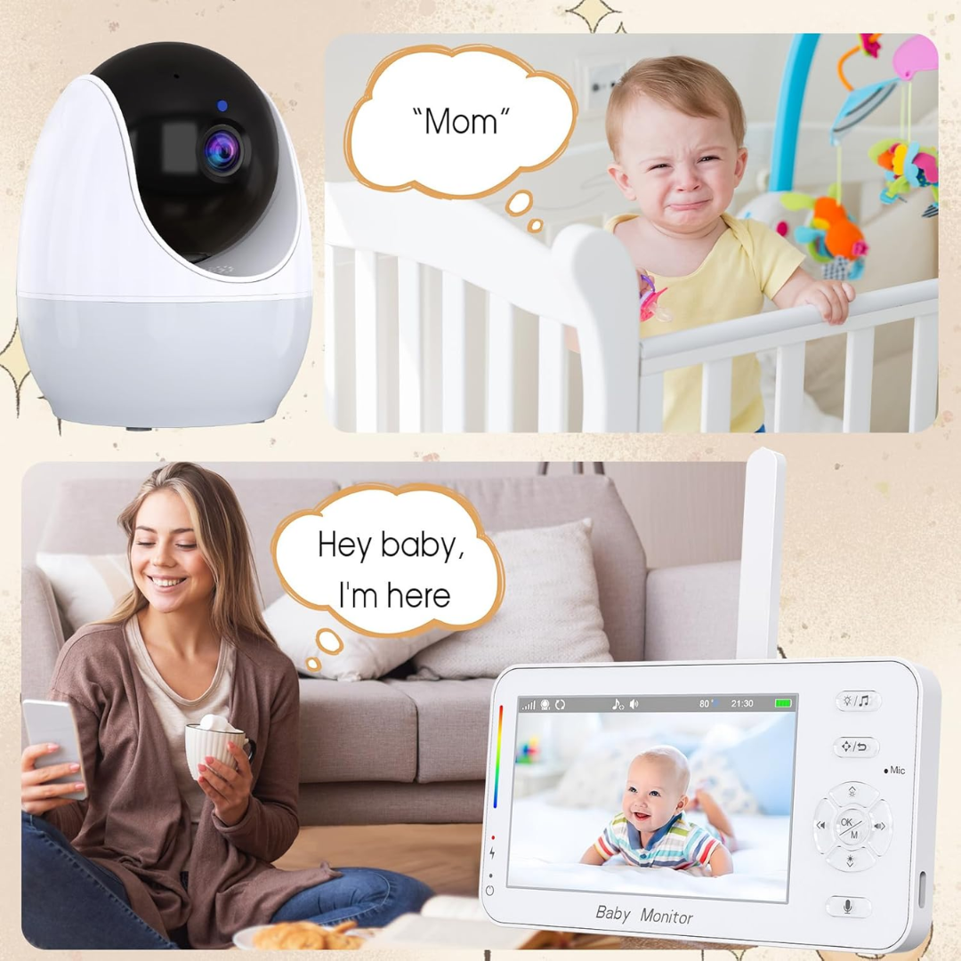 1080P Indoor WiFi Monitoring Camera with 4.3" Display, PTZ Rotation and App Control