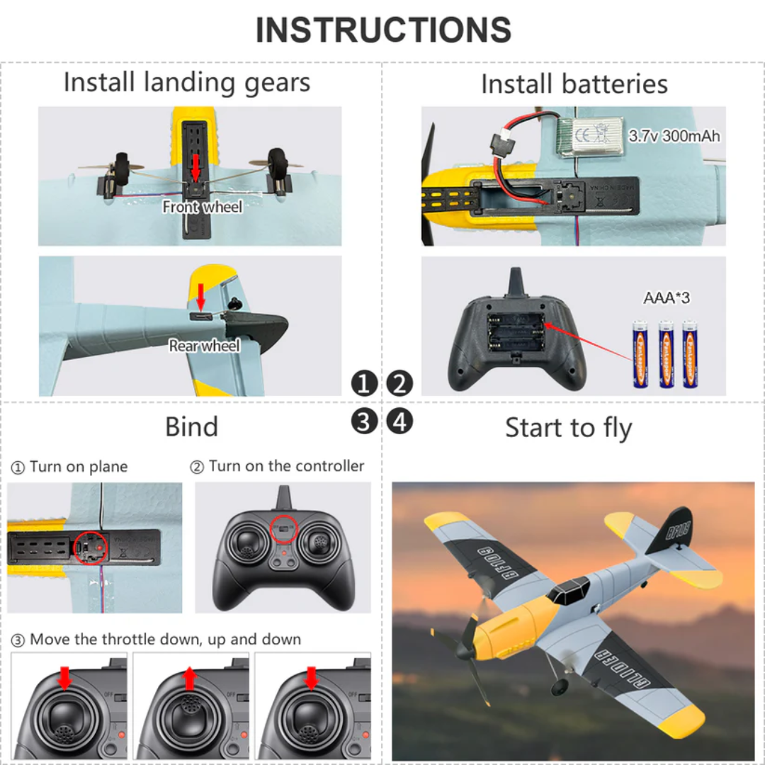 2.4GHz RC Foam Airplane with Gyroscope Stabilization and Rechargeable Battery