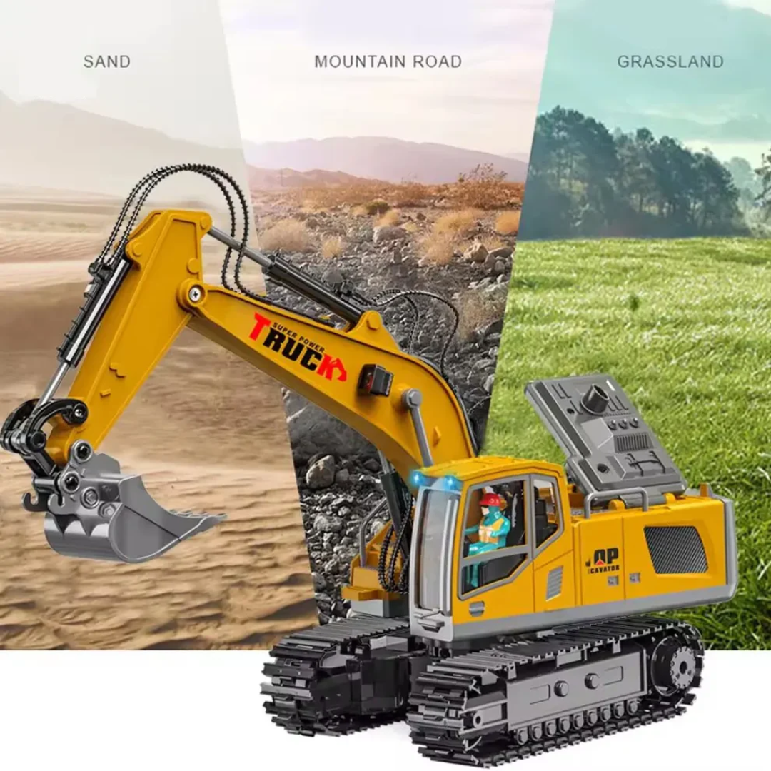 1/18 RC Excavator RC Construction Vehicle with 17 Channels Sound Lights and 680° Rotation