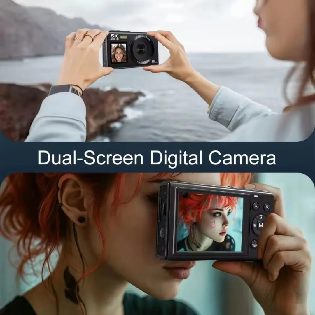 5K Digital Camera with Dual Screen Autofocus 18X Zoom WiFi Portable Camera