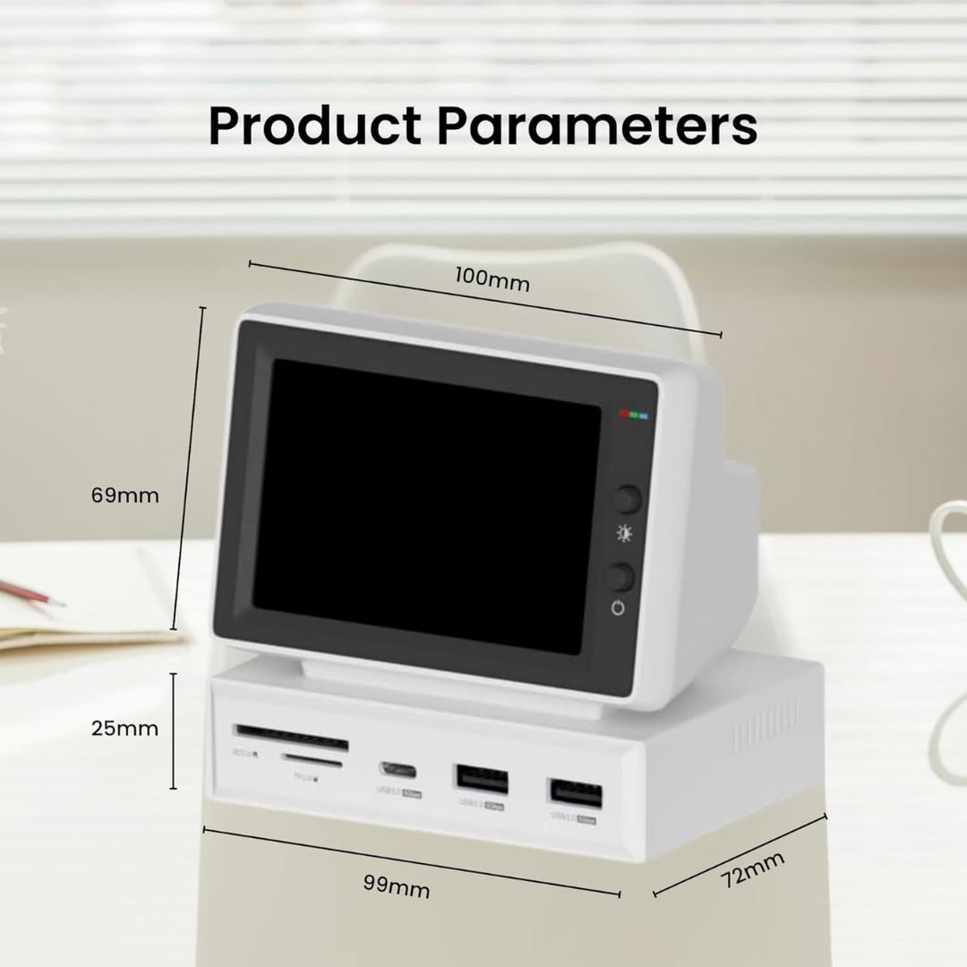 Mini 3.5 Inch IPS Display USB C Hub System Monitor Screen for Laptop PC