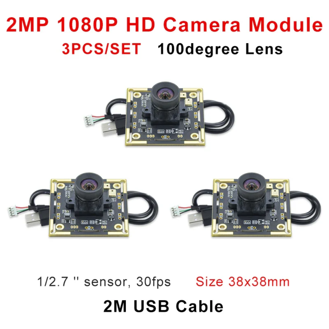 3 PCS Portable USB Camera Module Kit 100° Lens with Mountable Boards and 2m Power Cable