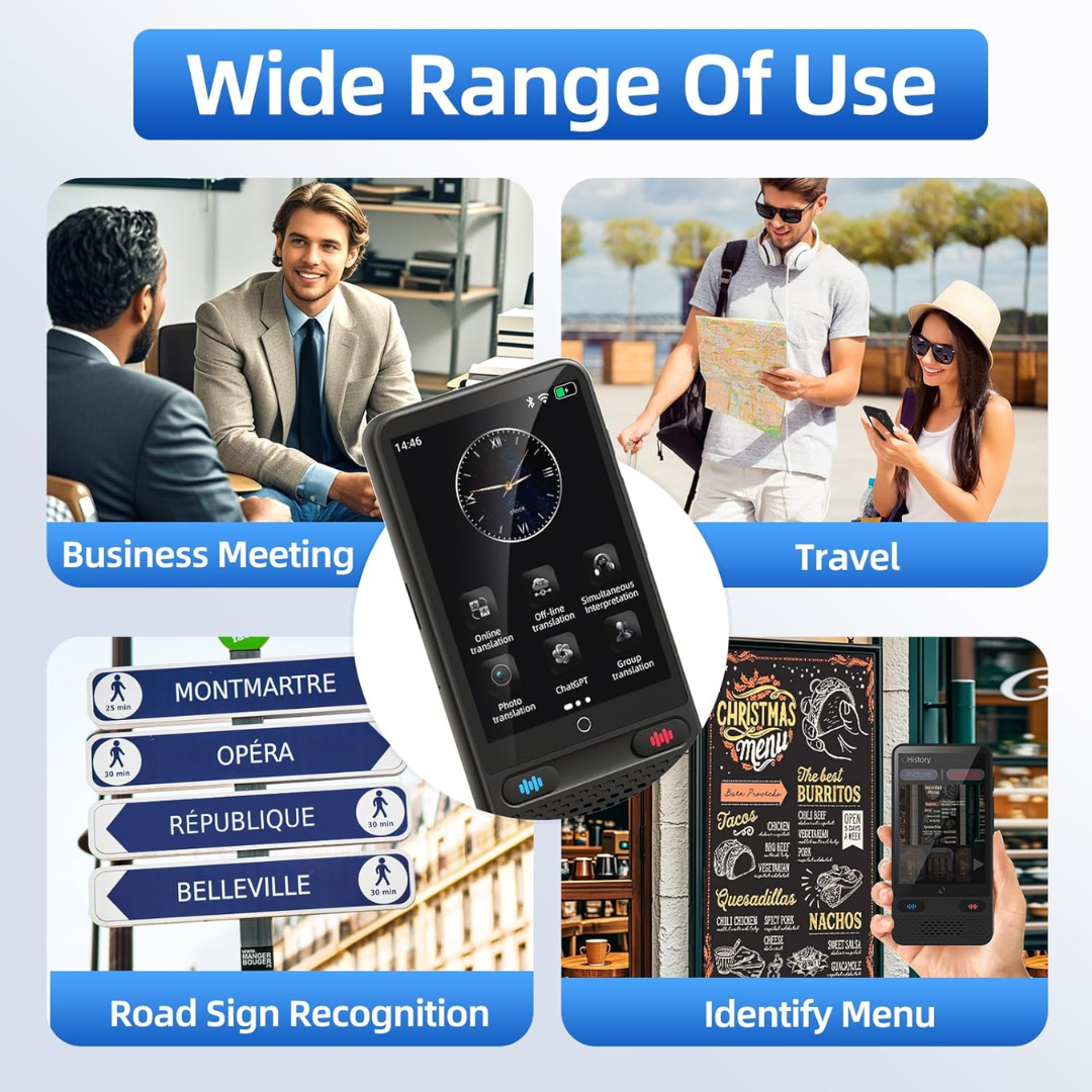 Smart AI Language Translator with Offline Translation Voice Recording and Photo Scan 4 Inch Display