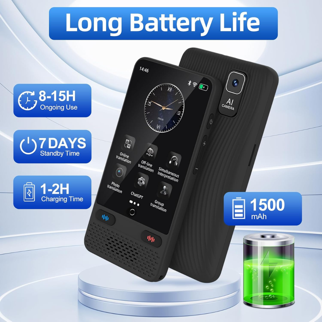 Smart AI Language Translator with Offline Translation Voice Recording and Photo Scan 4 Inch Display