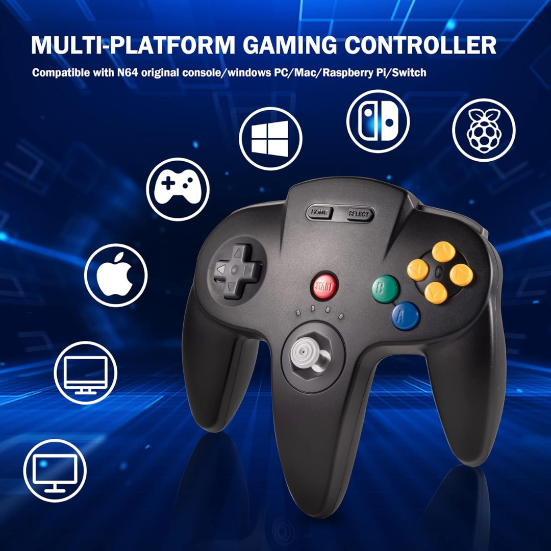 Wireless Game Controller 2.4GHz Compatible with N64 Switch PC Mac USB Plug and Play