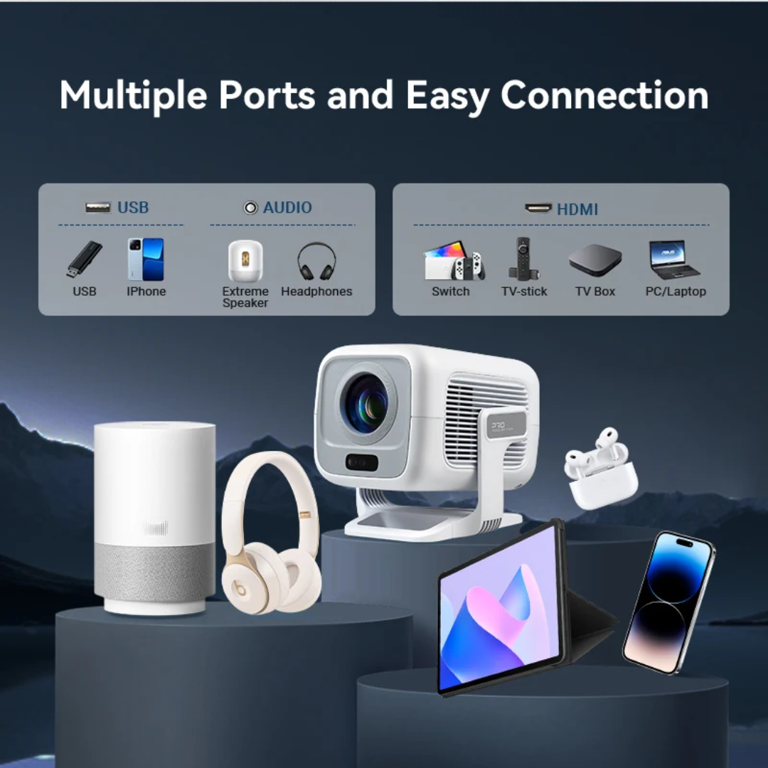 4K Android Projector Portable Auto Focus 600 ANSI LED Video Projector with Bluetooth