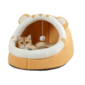 Yellow Cotton Cat Bed Enclosed Pet House Soft Cushion Nest for Cats and Small Dogs