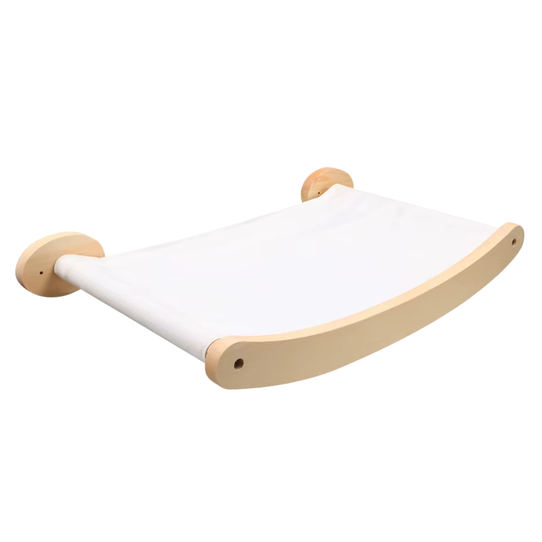 Wooden Cat Wall Perch Shelf with Hammock Indoor Climbing Platform