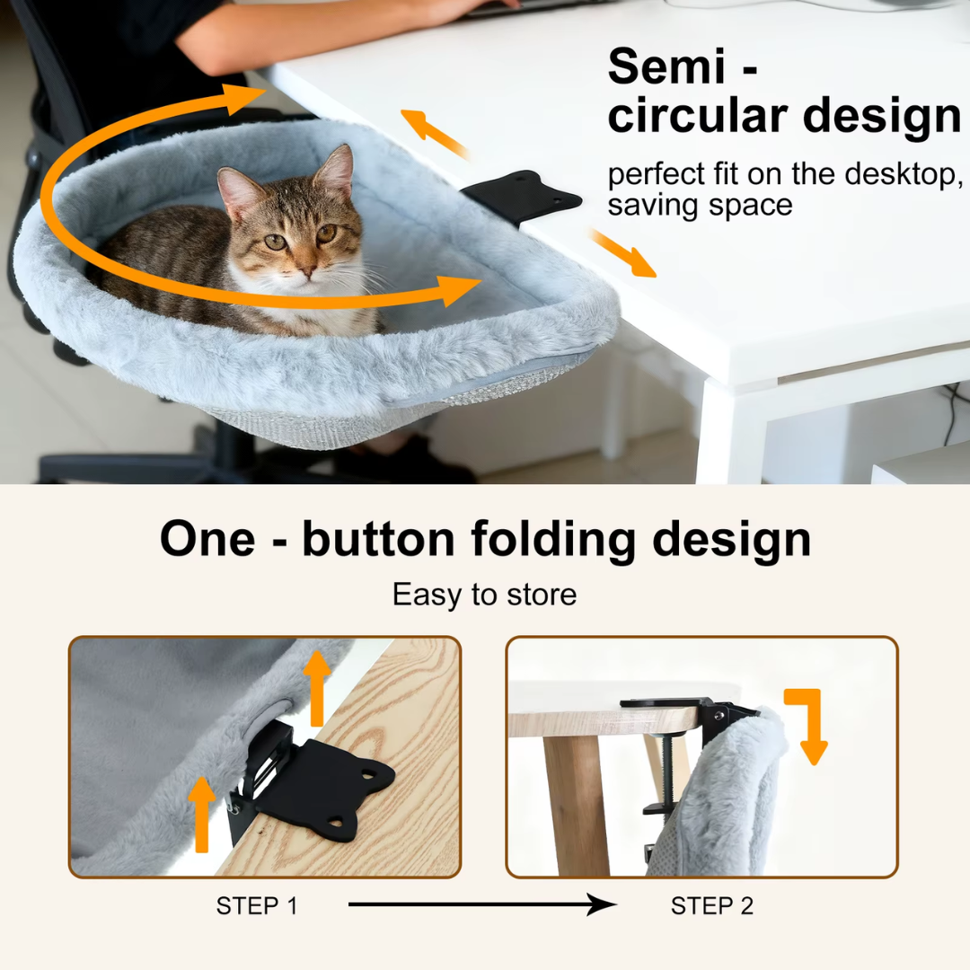 Foldable Cat Desk Hammock Bed Semi Circular Table Perch