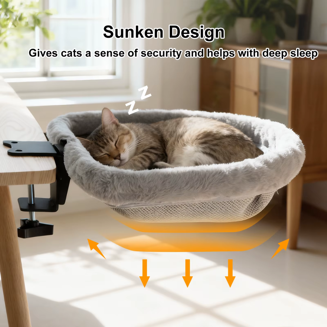 Foldable Cat Desk Hammock Bed Semi Circular Table Perch