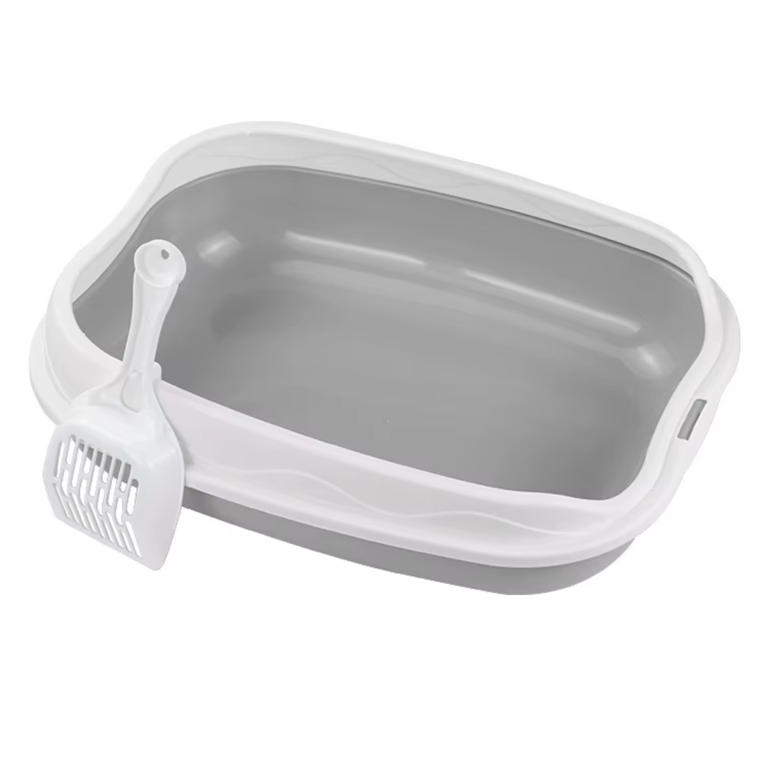 Semi-Enclosed Cat Litter Box Large Spatter Resistant Pet Toilet with Pedal Design