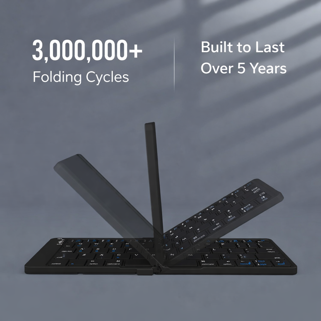 Foldable Bluetooth Keyboard Rechargeable Wireless Keyboard Portable Multi Device for Tablet Laptop