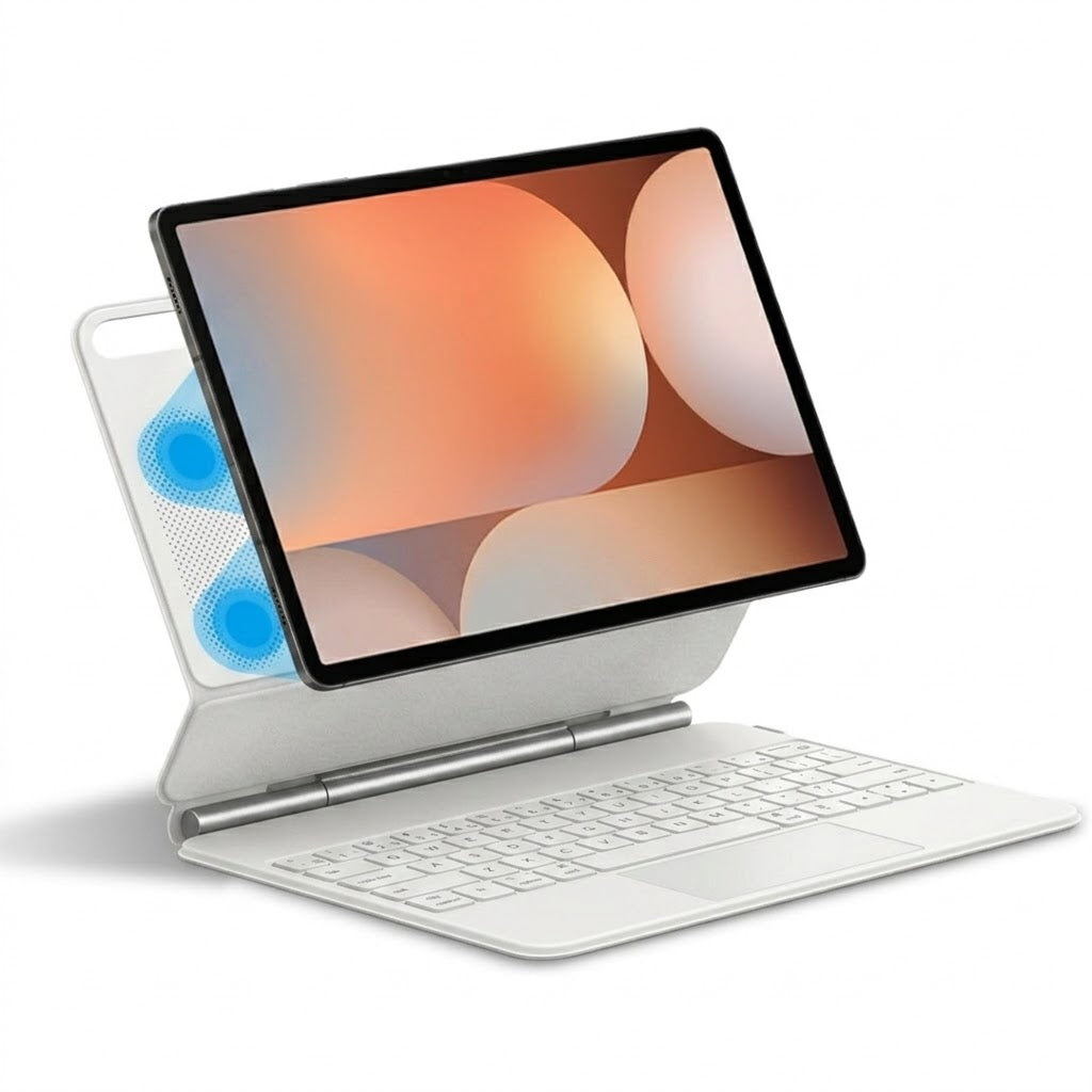 White Keyboard Case with Trackpad for Samsung Galaxy Tab S7, S8, S9 & S9 FE